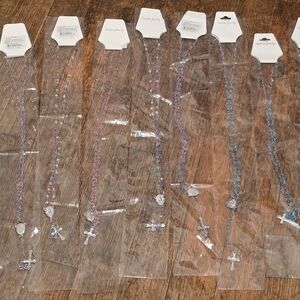 Beaded Cross Necklace - Pastel Pink, Lavender & Blue BUNDLE OF 9